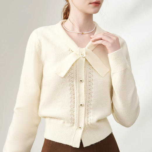 奢姿大码女装2025冬季蝴蝶结减龄绑带针织套装胖妹妹时尚两件套9854970712AB 商品图3