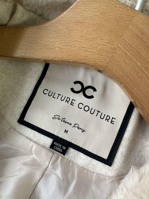 贝壳三 气质翻领仿兔毛双排扣大衣中长款系带毛呢外套C120319 商品图2