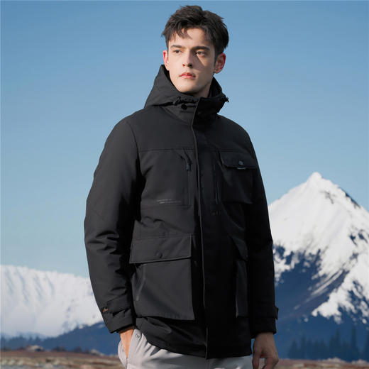 【鹅绒服 可拆卸内胆】罗蒙冬季羽绒服男士多口袋户外工装风连帽羽绒服男士羽绒服外套 商品图7