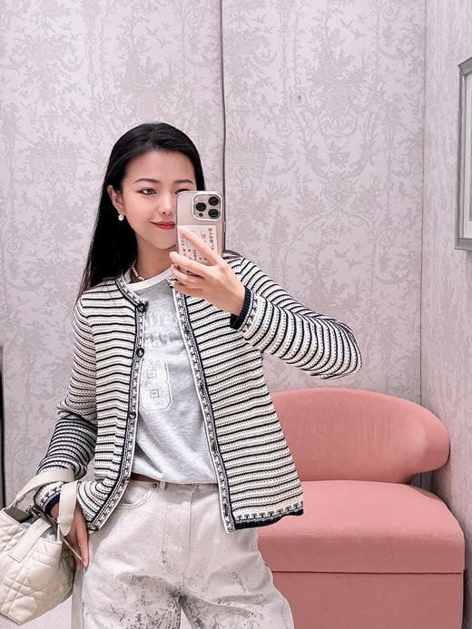 迪奥25秋冬新款 撞色条纹针织开衫(TM) 商品图2