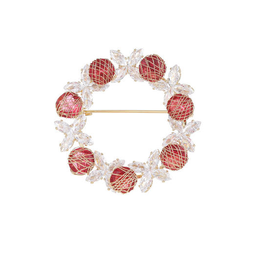 重工奢华几何设计感水晶锆石花环胸针，高级感优雅气质西装大衣配饰LY-E-039 商品图3