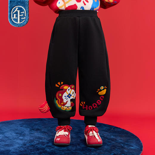 年衣童装加绒冬季新款女童休闲裤新中式国风加厚接好事加绒长裤 商品图2
