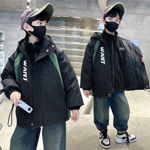 男童外套秋冬季2025新款儿童冲锋衣三合一可拆卸男孩洋气加绒春秋 商品图1