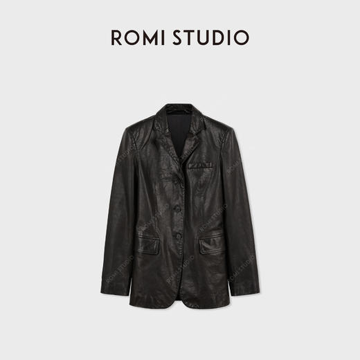 ROMI STUDIO新西兰进口油蜡小牛皮重洗水胶感皮西装 RWCWWG6439 商品图0
