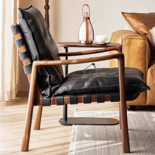 【中古风-YH-11椅】黑胡桃/真皮/客厅/卧房/休闲椅/休闲沙发 商品图1