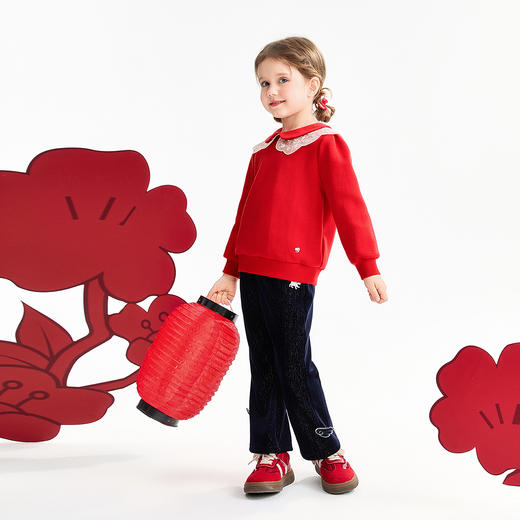 【实体店同款】女童翻领长袖卫衣春季新款安奈儿童装XG611003 商品图3