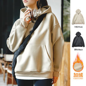 马登重磅毛呢加绒加厚连帽卫衣美式宽松套头衫长袖上衣秋冬女