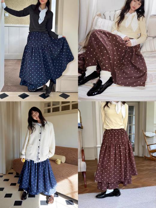 nothe Case布然/NC253206/「波点城堡」绒感波点印花蛋糕裙 商品图0