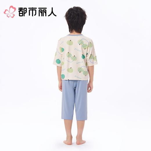 都市丽人男女童睡衣儿童家居服中袖七分裤梭织棉套装JHC2N3 商品图2