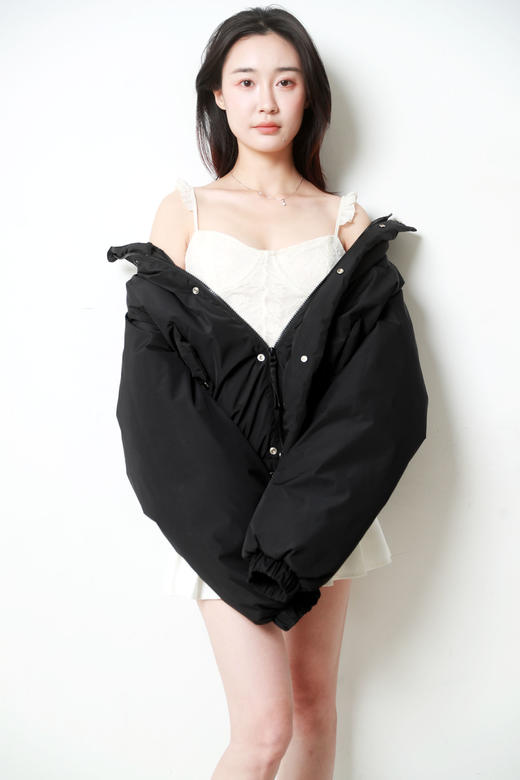 老钱干部风棉服，胸口小标刺绣。按扣+拉链闭合立领式棉衣C120366 商品图11