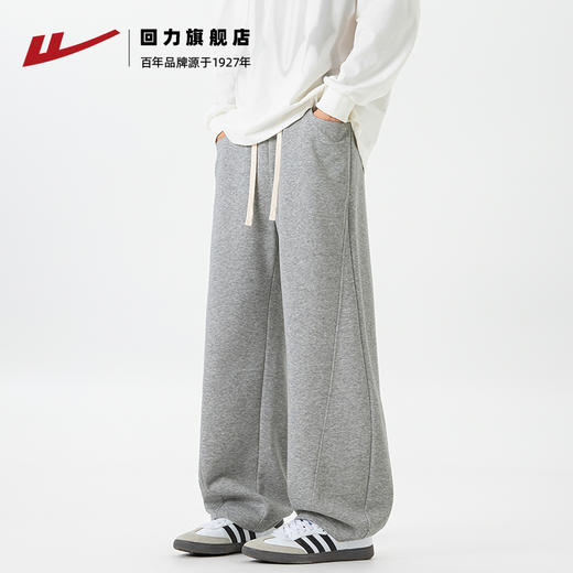 回力裤子男款黑色卫裤秋季美式弯刀运动裤垂感直筒阔腿裤休闲长裤 商品图2