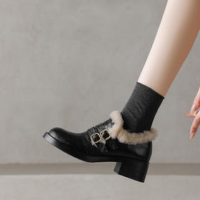 【预售5天】5cm加绒厚底毛毛鞋大码外穿棉鞋2025年新款保暖懒人单鞋YY283