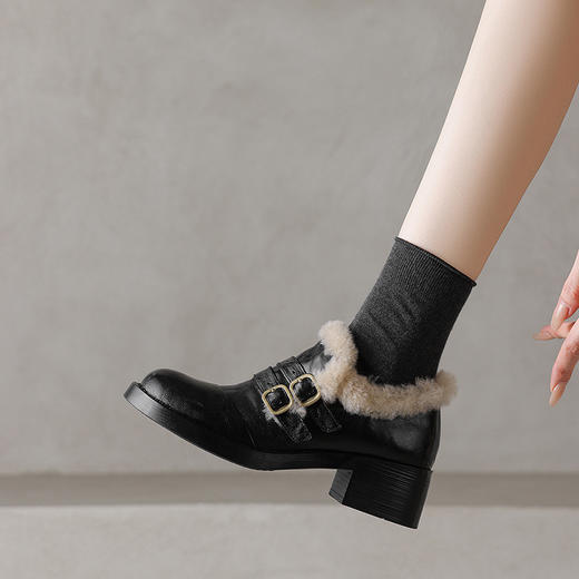 【预售5天】5cm加绒厚底毛毛鞋大码外穿棉鞋2025年新款保暖懒人单鞋YY283 商品图0