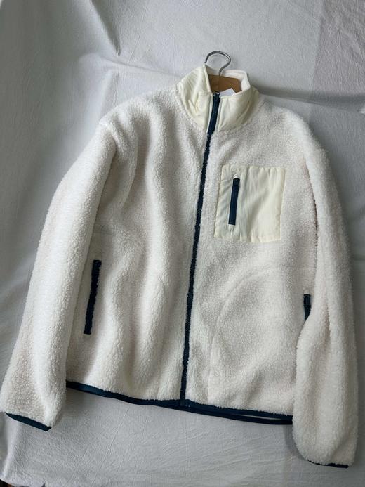 贝壳三 贴布口袋立领仿羊羔毛外套保暖休闲情侣款夹克C120316 商品图0