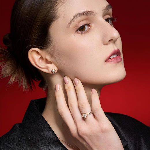 【极慕之星】【门店同款】钻石世家 18K金钻石耳饰 花好月圆系列钻石耳饰 商品图3