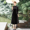 刺绣黑色丝绒显瘦奥黛改良旗袍秋冬 SC18151 商品缩略图3