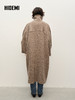 HIDEMI 极简立领大廓形经典落肩粗花呢浮雕澳洲羊毛厚款纽扣式长款口袋大衣 商品缩略图5
