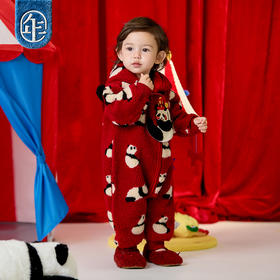 年衣童装儿童哈衣爬服冬款宝宝新年装男女童中式衣盼达乖乖连体衣