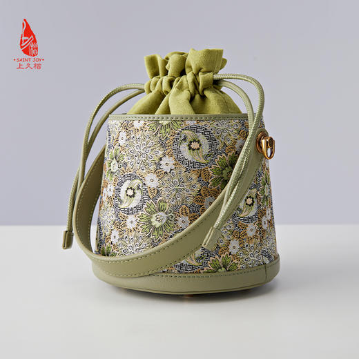 SAINT JOY 宋锦拎包 国风  复古 拎包   孔雀羽团锦 BWS24A0205-E（不含礼盒包装） 商品图2