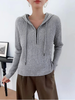 自营| 超推荐，不好穿直接退！！手感顺滑软糯！！百搭连帽针织半拉链打底衫-喜出 商品缩略图4