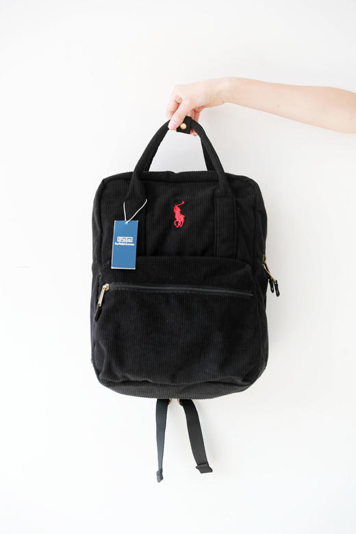 灯芯绒双肩包，小标刺绣工艺。大容量可手提复古拉链背包C120368 商品图7