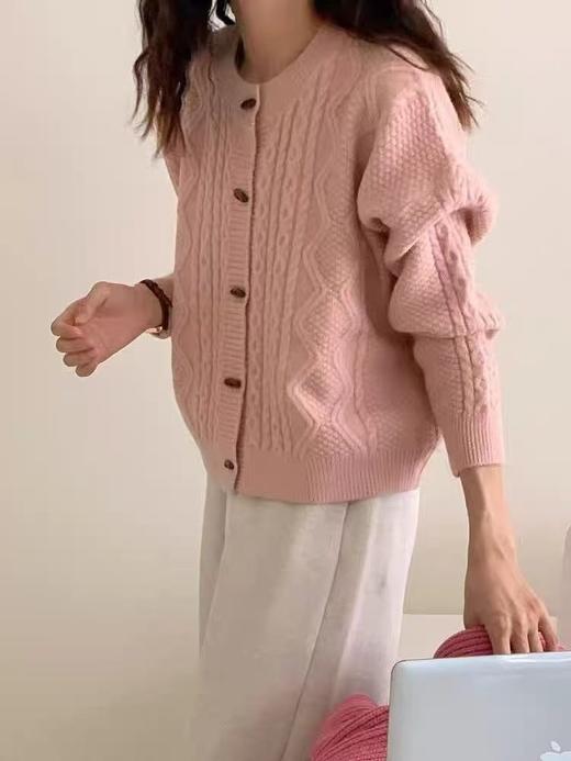 金线木质扣绞花针织毛衣N985★ 商品图3