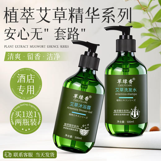 艾叶艾草洗发水去屑控油大瓶装500ml酒店宾馆民宿专用洗浴用品批 商品图0