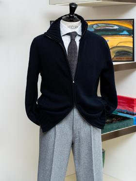 Dalmo 藏蓝羊绒夹克