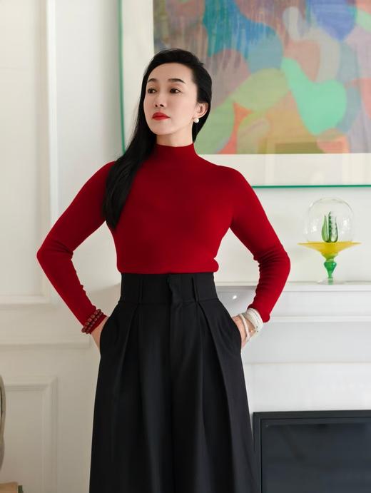 半高领羊绒衫-扶摇红 商品图1