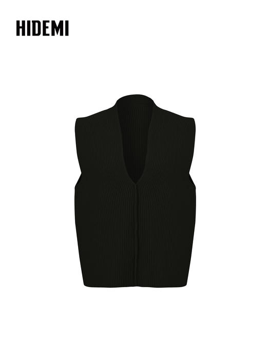 HIDEMI 进口美利奴羊毛系列V领廓形针织马甲毛衣 商品图5