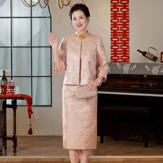 新中式旗袍小个子妈妈婚宴礼服2025年夏季新款修身 商品图1