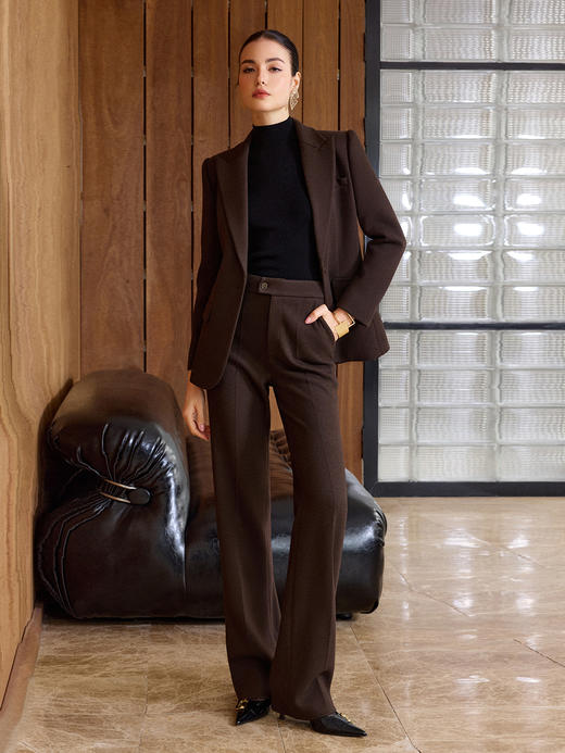 IWY/深咖色老钱风毛呢西装外套女职业装气质女神范高端时尚套装两件套CP2579 商品图3