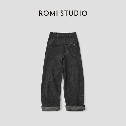 ROMI STUDIO“美式复古”羊毛棉混纺柔软小褶点缀弯刀裤 RWCAXJ5233 商品图1