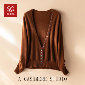 逆天气质~100%纯山羊绒开衫女V领纯羊绒毛衣宽松开衫外套