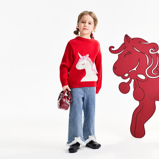 【实体店同款】女童圆领针织衫春季新款安奈儿童装XG614001 商品图3