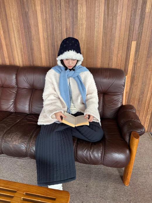 nothe Case布然/NC254202/「奶白雪林」夹棉加厚门襟格子羊羔毛外套上衣 商品图4