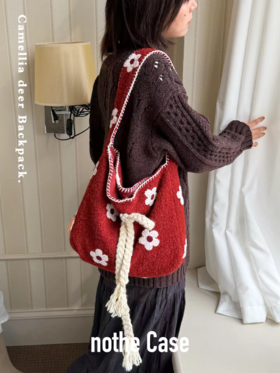 nothe Case布然/NC253110/「花栗莓果」文艺毛呢大容量托特布包
