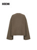 HIDEMI 进口美利奴双面羊毛V领拼皮廓形设计感伞状袖摩卡灰大衣 商品缩略图7