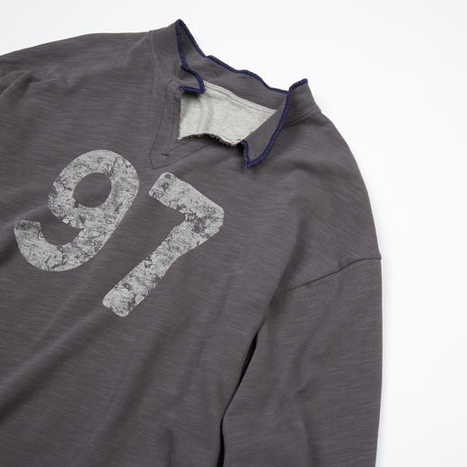 ROMI STUDIO“随性两穿”竹节棉织染撞色小v领套头卫衣 RWCASY6442 商品图3