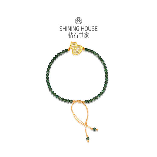 【八方衔运纹】【 玲珑宝葫 】钻石世家  玲珑宝葫系列 足金葫芦镶钻翡翠手链 【黄金产品不支持无理由退换货】预计3-5天发货 商品图2