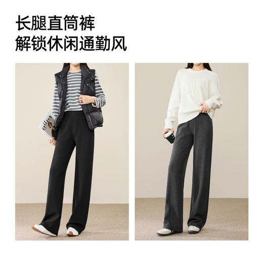 【加厚款-醋酸羊毛裤】逸阳秋冬新款高腰显瘦垂感窄版阔腿长腿直筒裤8628 商品图5