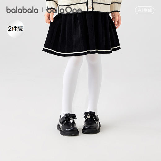 【balaOne】巴拉巴拉儿童连裤袜子打底裤女童舞蹈袜天鹅绒两条装 商品图0