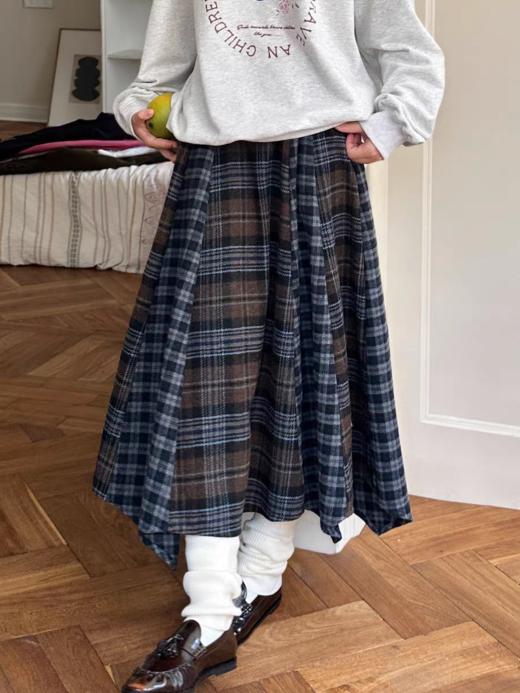 nothe Case布然/NC253207/「栗岛木屋」不规则拼接格纹半裙 商品图3