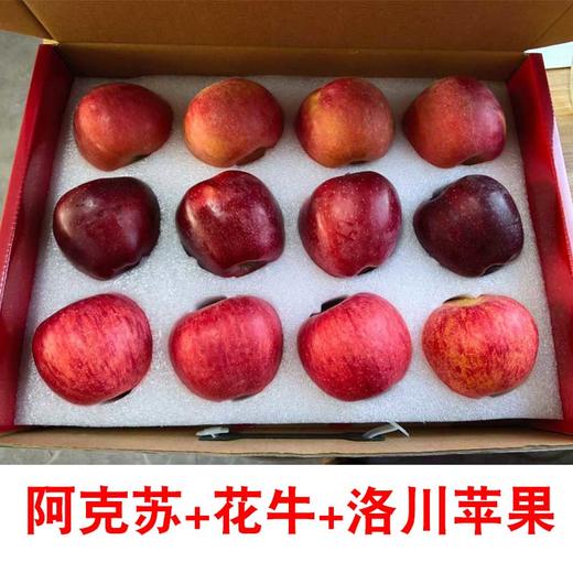【三地珍果·一箱尽享】阿克苏+花牛+洛川苹果，12颗精品礼盒装 商品图0