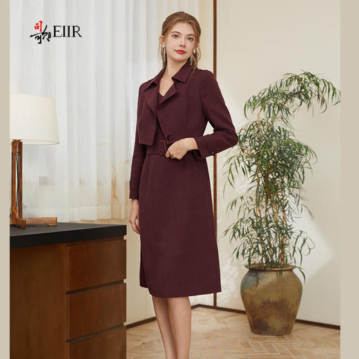 司歌假两件连衣裙收腰端庄优雅秋冬女A921278X 商品图1