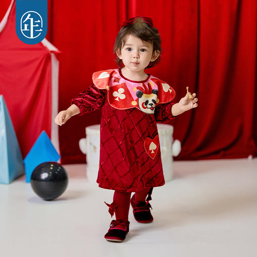 年衣童装儿童哈衣爬服冬款宝宝新年装男女童中式衣王牌盼达婴童连衣裙 商品图2