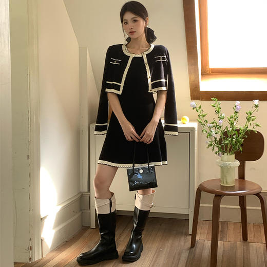西遇小香风开衫外套连衣裙套装女新款法式复古两件套D0043994 商品图4