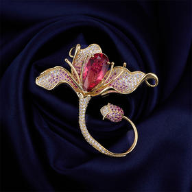 轻奢微镶锆石百合花朵胸针，高级感奢华气质胸花秋冬大衣服饰配件LY-F-073