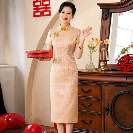 新中式旗袍小个子妈妈婚宴礼服2025年夏季新款修身 商品图3