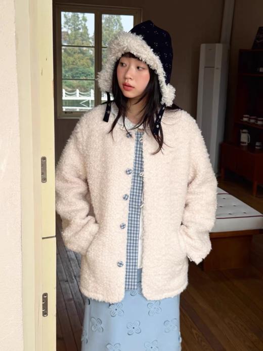 nothe Case布然/NC254202/「奶白雪林」夹棉加厚门襟格子羊羔毛外套上衣 商品图2